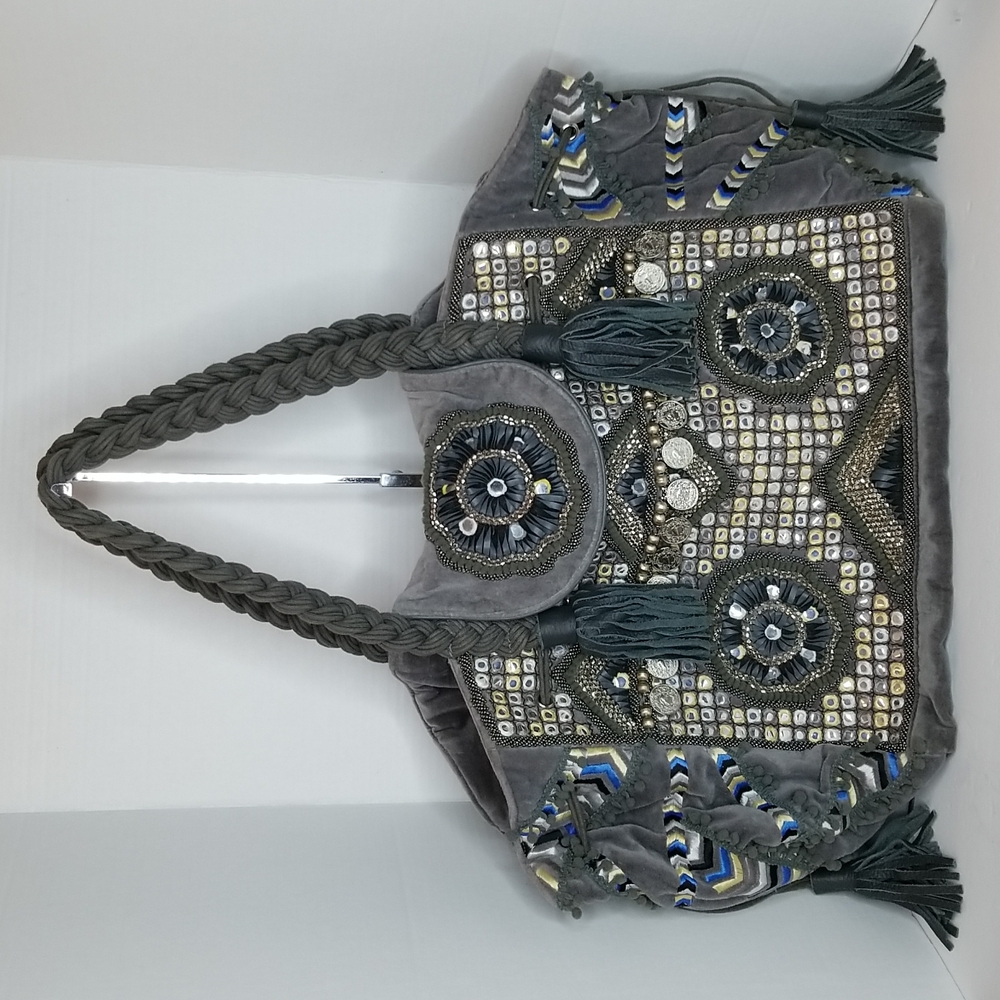Embellished Gray Tote Bag